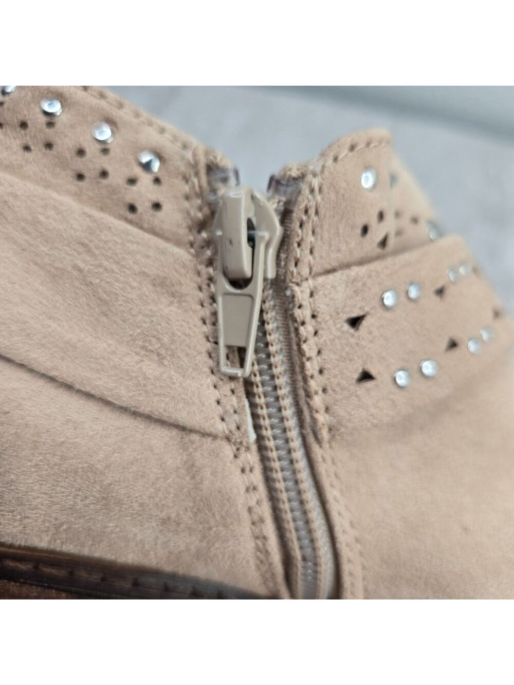 Not Rated Western Ankle Boots 6 Tan Studded Low Heel Harness Cowgirl Shoe Boots - Picture 9 of 12